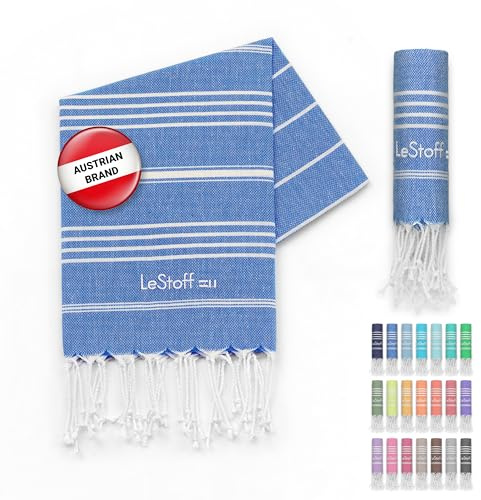 LeStoff Telo per hammam di alta qualità, 50 x 100 cm, 100% cotone biologico, prelavato, sostenibile, leggero, compatto, assorbente e ad asciugatura rapida, asciugamano per bagno, ospiti, viso, sport,