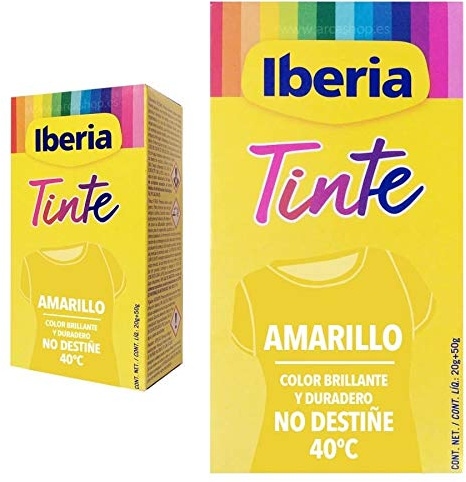 Iberia - Tinte Amarillo para Ropa, 70 g, Lavadora y Mano