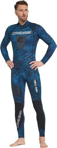 Cressi Tokugawa Man Monopiece 3mm XL/5-3mm Neopren Einteiler Neoprenanzug Blau Camouflage, XL/5, Herren