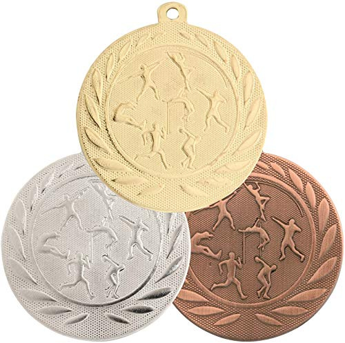 pokalspezialist Medaille Leichtathletik aus Stahl Gold Silber Bronze 50 mm