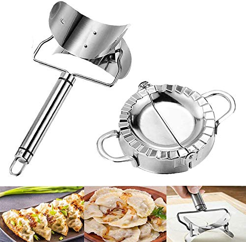 Edelstahl Ravioli Dumpling Maker ,2PCS New Edelstahl Knödelmaschine Form, Tortenschneidemaschine Tortenmehlkloß Tortenmehlkloß Nudelmaschine Knödelmaschine Gebäck Teigschneider Küchenhelfer