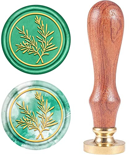 craspire Botanischer Zweig Wachs-Siegel-Stempel, Siegelwachsstempel Retro Holzstempel Wachssiegel 25 mm Abnehmbar Messingdichtung Holzgriff Für Umschläge Einladungen Hochzeit Verschönerung Flasche