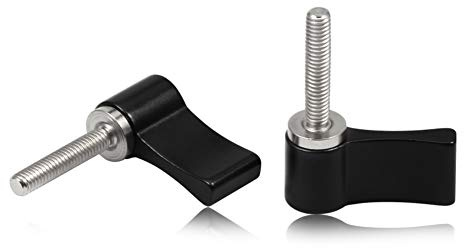 Speedwox - 2 Stück verstellbare M4 20 mm Gewindeschraube, schwarze Aluminiumlegierung, Daumendrehknopf, mit Einzelflügel für Kamera