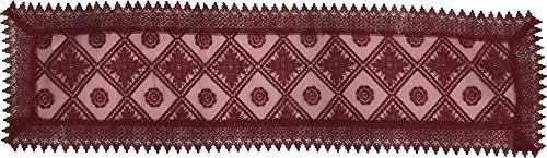 EUROSTYLE centrotavola copritavolo Art. Loggia tovaglia Striscia centrino da Tavolo con Applicazioni in Pizzo Macrame Tulle Sangallo Ricamato (Runner 40x130cm, Bordeaux)