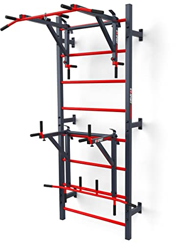 K-Sport: Trainingsset - Sprossenwand mit Dip Station & Klimmzugstange I Kraftstation mit Pull-Up Bar, Dip Stange für anspruchsvolle Workouts, inkl. E-Book