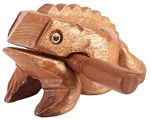 Tyenaza Hölzerner Knackfrosch, Traditionelles Holz Musikinstrument aus Thailand, Glücksfrosch mit Quakfunktion, Dekoration für Zuhause und Büro, Handwerk Holzfrosch (#5 15.6CM)