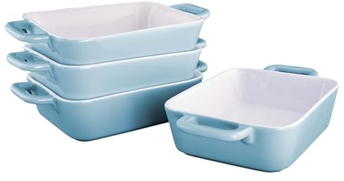 KVOTA Auflaufform klein für 1 Person – 4er Set | Rechteckige Ofen- & Backform aus Keramik | 400 ml Portionsform für Auflauf, Gratins & Desserts | kratzfeste Mini-Formen