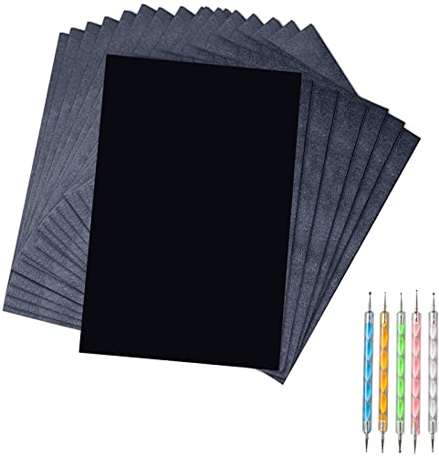 50 Blatt Kohlepapier, schwarzes Graphitpapier, Transferpapier und 5 Stück Ballprägestifte für Holz, Papier, Leinwand und andere Kunsthandwerksoberflächen, 21,6 x 30,6 cm