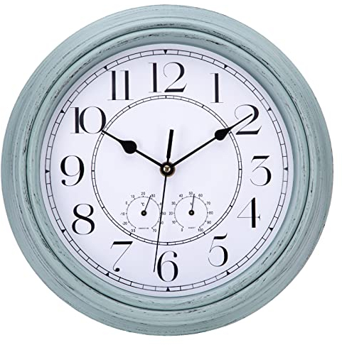 ACCHINE Orologio da Parete Vintage, 30CM Orologio da Parete Grande con Termometro e Igrometro Silenzioso Particolare Orologio da Muro, Decorazione da Parete per Casa Ufficio Cucina Soggiorno Camera