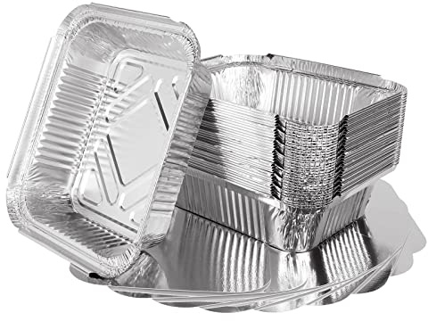 MIVIDE 125 Stück Grill Aluschalen mit Deckel, 600ml Alu Grillschalen, Einwegschalen aus Aluminium für Lebensmittel, zum Einfrieren, Kochen,Grillen
