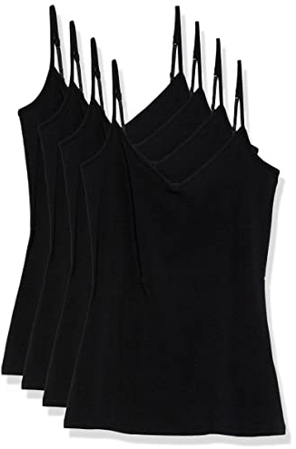 Amazon Essentials Damen Strick-Camisole mit V-Ausschnitt und Lagenmuster, schmale Passform, 4er-Pack, Schwarz, XX-Large