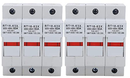 Sicherungshalter Hutschiene 63A AC 500-690V RT18-32X 1P/2P/3P Modular Sicherung Halter mit Kontrollleuchte für RO16 14x51mm PV Sicherung(3P)