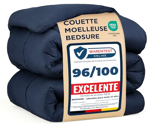 BEDSURE Bettdecke Ohne Bezug 240x220 - Bettdecke mit Integriertem Bezug | Bettdecke 240x220 für Allergiker Waschbare 4 Jahreszeiten Bettdecken Oeko-TEX Ganzjahresdecke Warm & Gemütlich, Blau