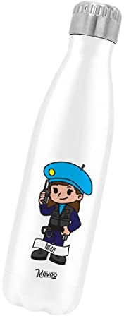 Borraccia Termica Bottiglia Termica Acciaio Inox 500ml Bottiglia Termica Made in Italy Ecologica 24 Ore Freddo & 12 h Caldo - Personalizzata con nome - Polizia Penitenziaria Donna