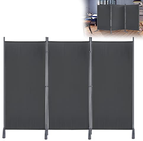 YRHome Paravent Raumteiler 3 teilig 275x180cm flexibel Trennwand Sichtschutz Stellwand Raumteiler Sichtschutzwand mit Kabelbinder & Nägel für Schlafzimmer Wohnzimmer Büro (Anthrazit)