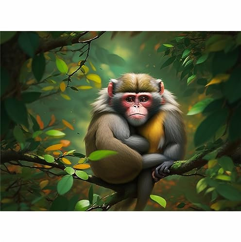 TWYYDP Jigsaw Puzzles for Adults 1000 Pieces,Monkey on Tree Animal Wooden Puzzle,Release Stress and Solve Problems