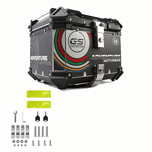 JUNNIU 28 l, 55 l, 65 l, 80 l, 100 l, Motorrad-Topcase, Top-Box für Fahrrad-Kofferraum mit Schloss, Heckbox-Montage/Schwarz/E-45L Decoration
