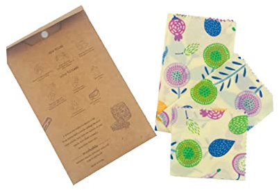 Cabilock 3stücke Teiliges Bienenwachs Lebensmittel-wraps Wiederverwendbare Verpackungstücher Aus Bio-baumwolle Bunte Designs Für Obst Gemüse Käse Und Snacks Zur