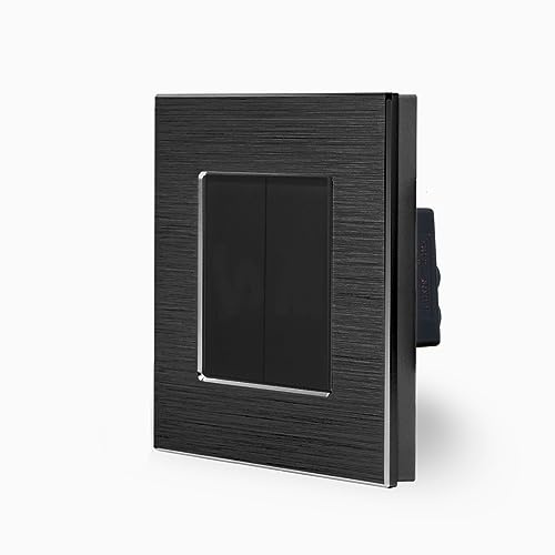 Luxus-Time doppel Blindabdeckung im einfachen Alurahmen in schwarz Blinddose Blindblende versachlusskappe Steckdose Unterputz einbau 1/2 Module leere Blende