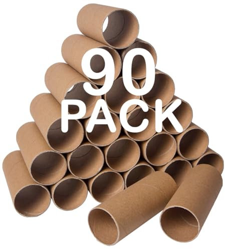 90 Stück Dicke Pappröhren zum Basteln - Bulk Craft Rollen - Runde Bastelröhren - Toilettenpapier Rollen - Papierröhre - Handwerk Rundröhren - 1,57 x 3,9 Zoll - Braun