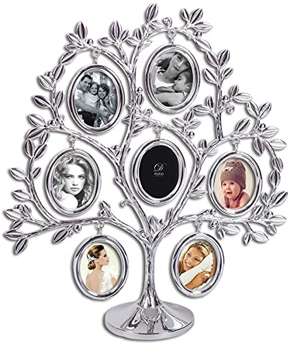 Regalos Más de Más Árbol genealógico Plateado para 7 Fotografías. (07458)