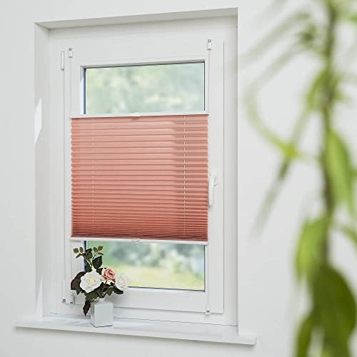 Klemmfix-Plissee mit Crush-Struktur, Lichtschutz, Sichtschutz, verspannt, ohne Bohren oder Schrauben, Breite: 40 cm/Länge: 130 cm, Koralle