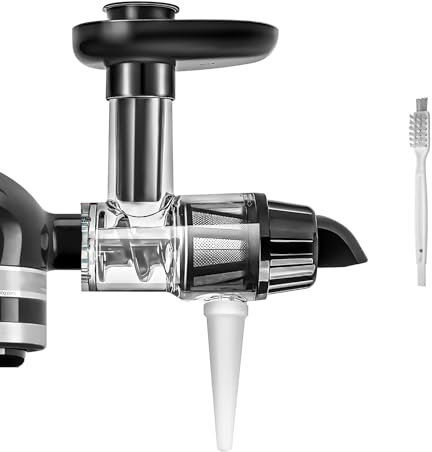 Juicer Attachment for KitchenAid Mixers - Masticating Juicer Accessories Slow Juicer for Kitchen Aid All Models Stand Mixers, Spiralizer Citrus Juicer Parts, Separate Juice and Pomace (Black)