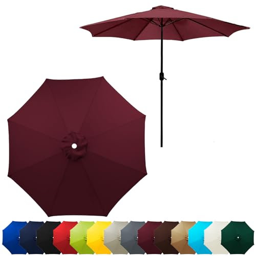 HonunGron Panno di Ricambio per Ombrellone da Giardino, Copertura per Tettuccio da 2m/2,7m/3m 6/8 Stecche, Telo Ricambio per Ombrellone da Patio Giardino Spiaggia UV50+ (8 ribs-3m(9.8ft),Rosso Scuro)