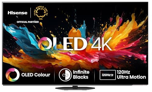 Hisense TV 55A85N 139 cm (55 pollici), 4 K UHD OLED Smart TV, 120 Hz, HDMI 2.1, Game Mode Pro, AMD FreeSync Premium, Dolby Vision IQ & Atmos, Bluetooth, Alexa Built-in, nero, [2024]