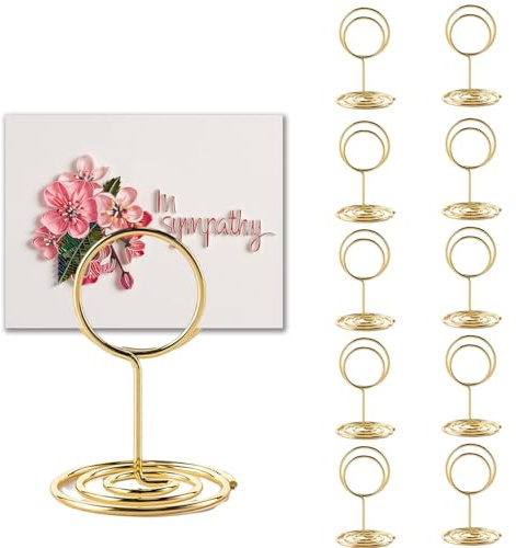 10 Stück Tischkartenhalter Menükartenhalter Tischnummern Hochzeit, Gold Kartenhalter Kleiner Tischkarten halter Runder Gold Namenskarten Halter Restaurant Party Hochzeit Dekoration Tischkarten