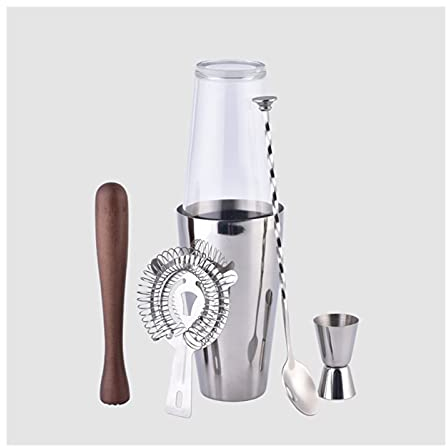 Miscelatore per vino Cocktail Shaker Set in acciaio inox Boston Shaker Boston Shaker Professional Beth Shaker Bar Strumenti con Wood Muddler Bartender Kit Regali Shaker per cocktail