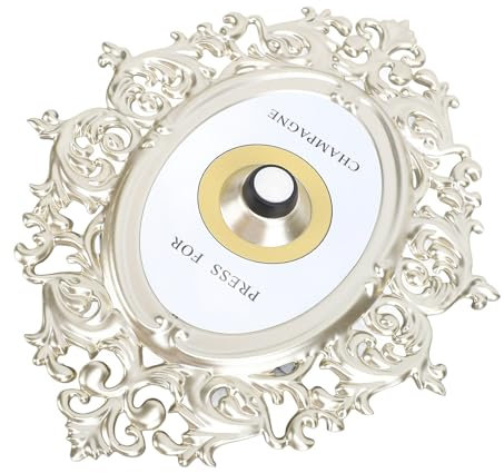 Qcwwy Metal Champagne Button Sign, Press for Champagne Button Decorative Doorbell Retro Champagne Themed Decor Wall Ornament Suitable for Tables Countertops