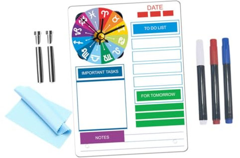 STOBAZA 1satz Memo Board Mit Uhr Tisch-planungsnotiztafel Acryl Abwischbar Ohne Batterie Für Büro Zuhause Kompakt Und Tragbar Bruchsicher Lesbar Zeitloses Design