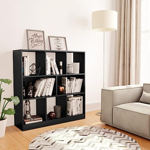 puraday Bücherregal Wohnzimmer Schwarz 97,5x29,5x100 cm DVD-Regale Holzwerkstoff Lagerregale Abstellraum Regal Arbeitszimmer Regal Holz Schmal Industrial Arbeitszimmer Möbel Büro-Regale