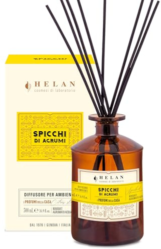 Helan Spicchi di Agrumi - Perfumador de Ambiente, Perfume de Ambiente con Notas de Naranja Dulce Varillas Difusoras - Ideas para Regalos de Perfumadores de Ambiente, 500 ml - Made in Italy