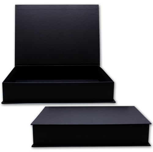 NEUSER PAPIER Geschenkbox mit Klappdeckel - 2 Stück - DIN A4 - Schwarz bezogen - innen schwarz kaschiert - 334 x 242 x 65 mm - Aufbewahrungsschachtel