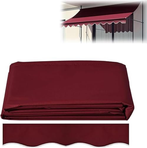 Rot/Beige/Grün, manuell einziehbarer Terrassen-Markisenstoff, Ersatz-Fenster-/Türvordach, Markisenabdeckung, wasserdichtes Schattiertuch, Sonnenschutz, Segeltuch for Hofdeck, ohne Rahmen(Red,6x4m (20x