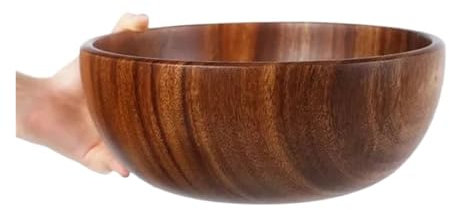 Ensaladera Cuenco de madera for mezclar ensalada casera, cuenco de madera for amasar, cuenco con cabeza de madera maciza, vajilla de madera de gran tamaño y lavabo Para la cocina Ensaladas Postre Meri
