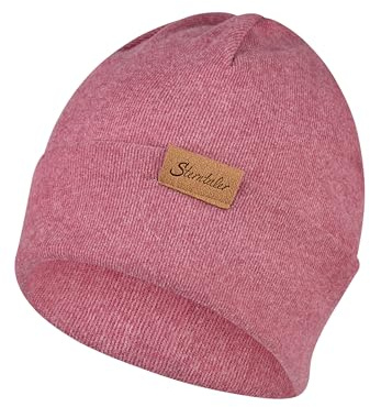 Sterntaler Beanie aus feiner Strickware - Zeitlose Unisex Mütze mit Umschlag - Verschiedene Tragevarianten - bequem und elastisch - beerenrosa, Größe 53
