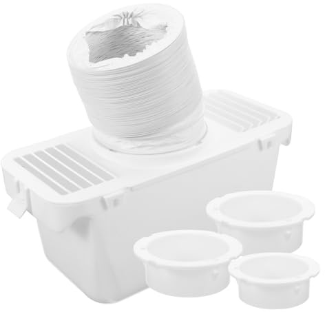 Indoor Dryer Vent Kit Replacement Vent Hose Connection | Plastic White Set, Lint Collection and Fine Dirt Filtering, for Drum Dryers and Clothes