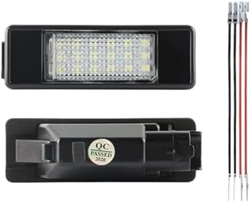 Vuzmode 2 lámparas LED de 6000 K for matrícula Trasera de Peugeot 307, 207, 308, 3008, 407, 106, 406, 508, Expert RCZ, 607, 807, 1007 y 806. Iluminación de matrículas