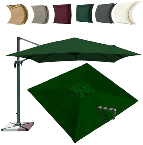 ZYXQQJ 3x4m Rettangolo Telo di Ricambio per Ombrellone Tela di Ricambio per Ombrellone A Sbalzo, Copertura di Ricambio per Offset Ombrellone(Green,4x3m/13x9.8ft)