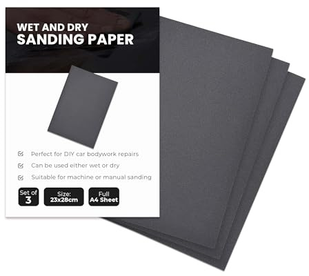 Abacus Range Fine Sandpaper | 240 Grit A4 Wet & Dry Sand Paper Sheets (230x280mm) | Pack of 3 | Ideal for Wood, Metal, Furniture, and DIY