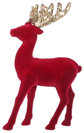 TOPBATHY Adornos navideños de Ciervos Gran Estatua de Reno decoración de Reno de Terciopelo Figuras de la Tabla de Ciervos de Terciopelo Brillo AbS