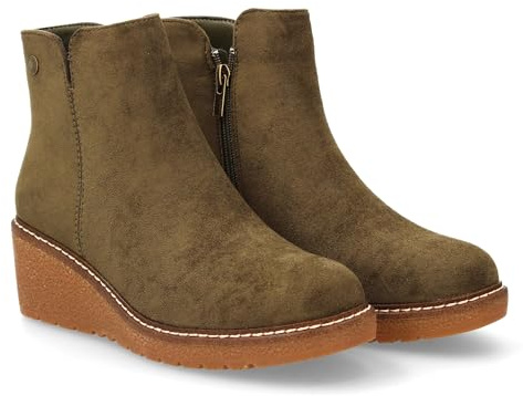 shoes&blues.es 97012 Botin de Cuna Estampado Liso para Mujer. para Uso Diario, Cierre de Cremallera Interior Ideal para la Temporada de Otono Invierno. Verde Talla 40