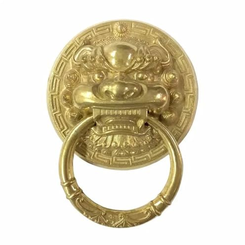 Türklopfer,Anschlagring für Haustür 1 Stück Vintage Messing Druckguss Löwenkopf Türklopfer Türgriff Massivholz/Glas Hoftor Ring Türknauf(200mm copper color)