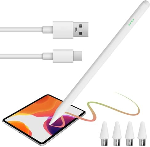 Lápiz óptico Universal para Tablet Compatible con IP-Hone/Sam/O-ppo/Hua-wei/Xiao-mi Plumas para Pantallas táctiles con 4 Puntas de Repuesto de rechazo de Palma, sensibilidad a la inclinación