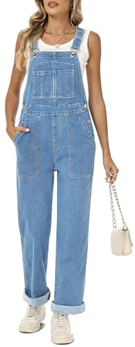 Fengbay Damen Latzhose Jeans Casual Baggy Demin Bib Overall Weites Bein Stretch Jumpsuit Hosen Mit Verstellbare Trägern Mode