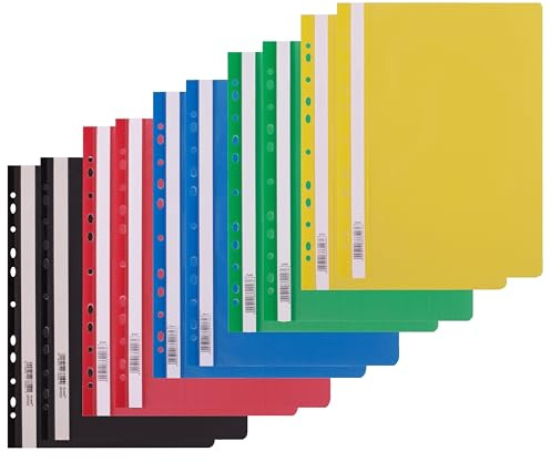D.RECT Schnellhefter Klemmhefter Sichtmappe A4 aus PP-Kunststoff mit Lochrand 10er Set