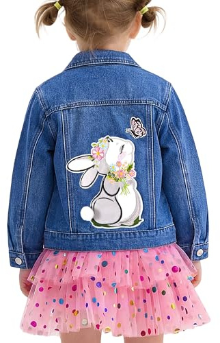 Miipat Giacca Jeans Ragazze Denim Giacca Bambina a Casuale Manica Lunga Giacche di Jeans per Bambini